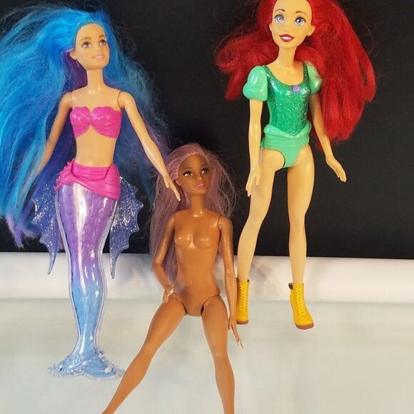 3 Mattel Barbie Princess Dolls Mermaids 12 inch Toy Dolls - Picture 13 of 13